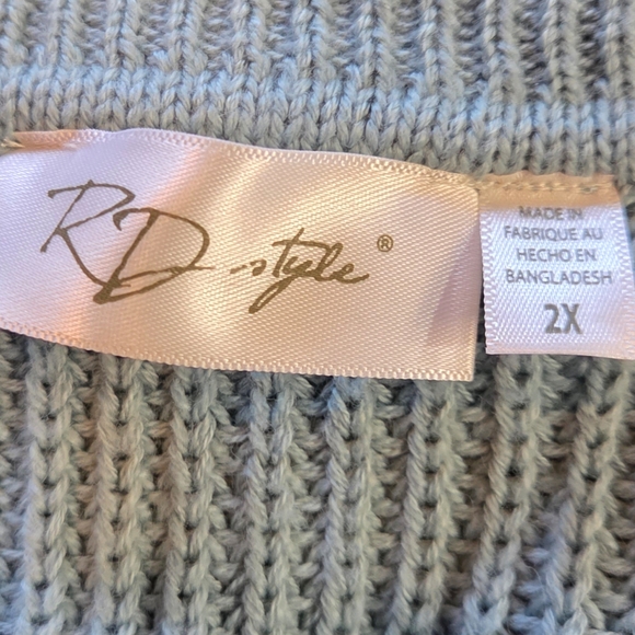 RD Style Soft Blue V-Neck Sweater - Picture 8 of 8